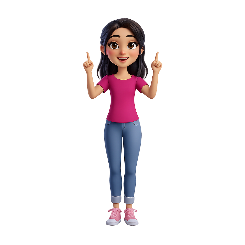 Lavinia apontando pra cima — Lave & Pegue